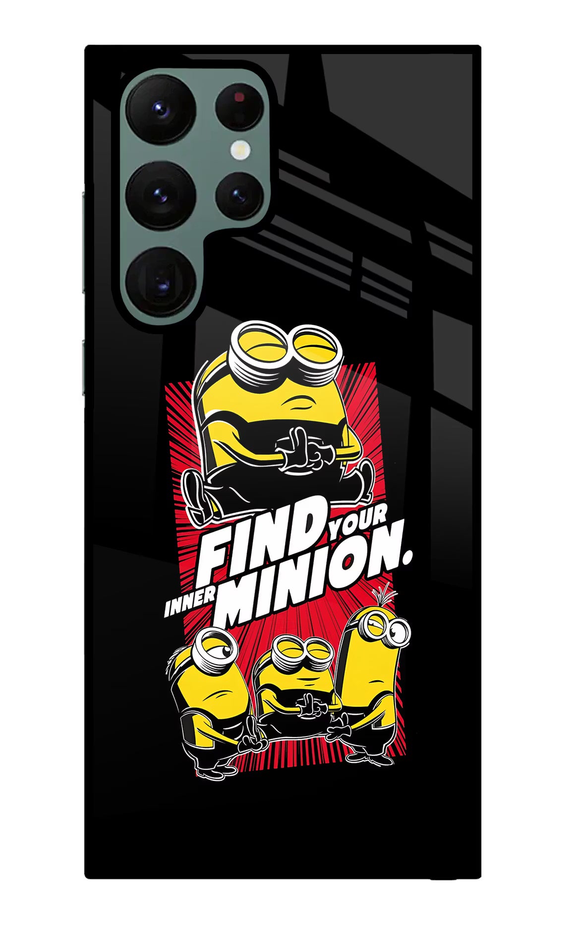 Find your inner Minion Samsung S22 Ultra Glass Case Back Cover by Casekaro