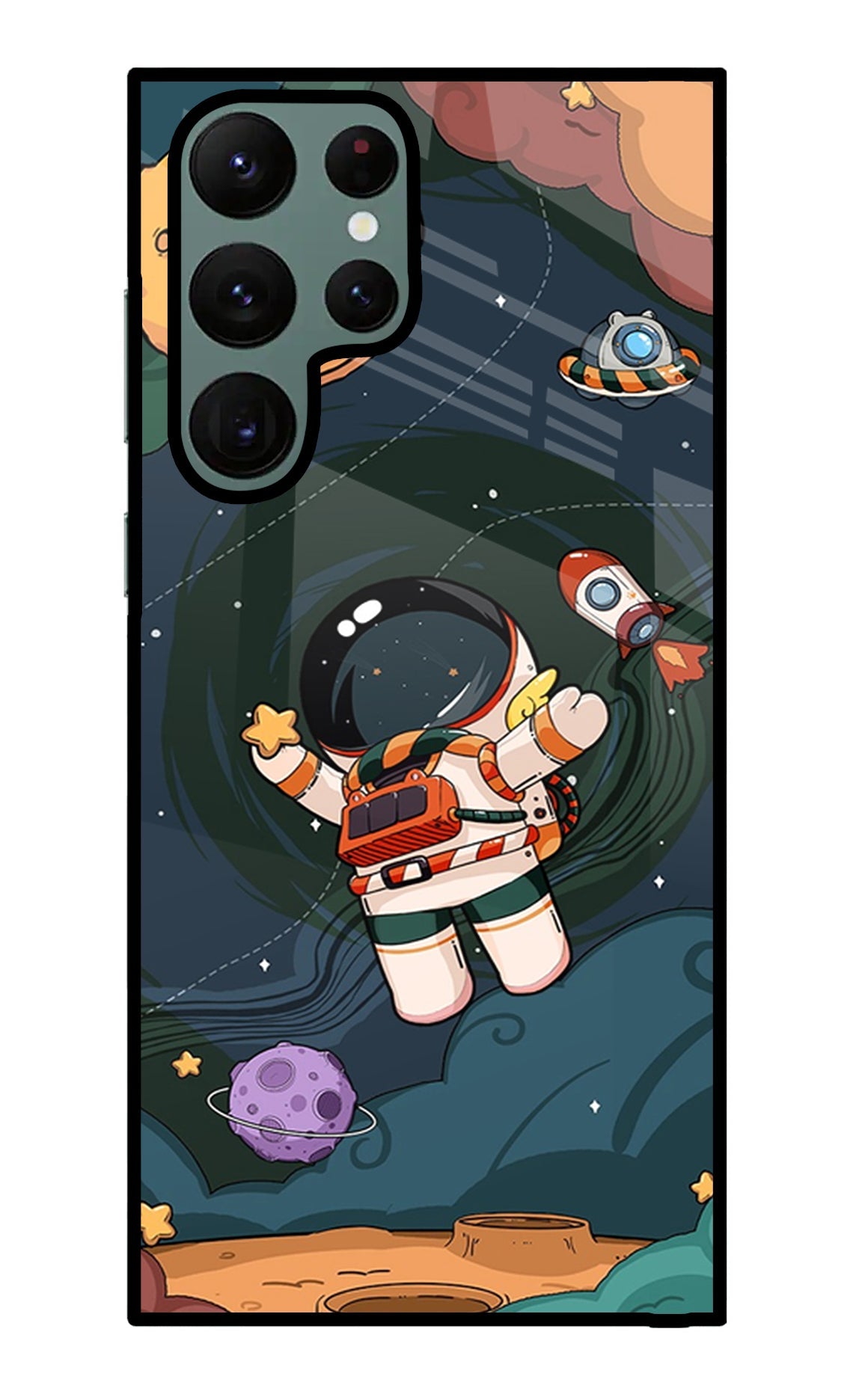 Cartoon Astronaut Samsung S22 Ultra Glass Case