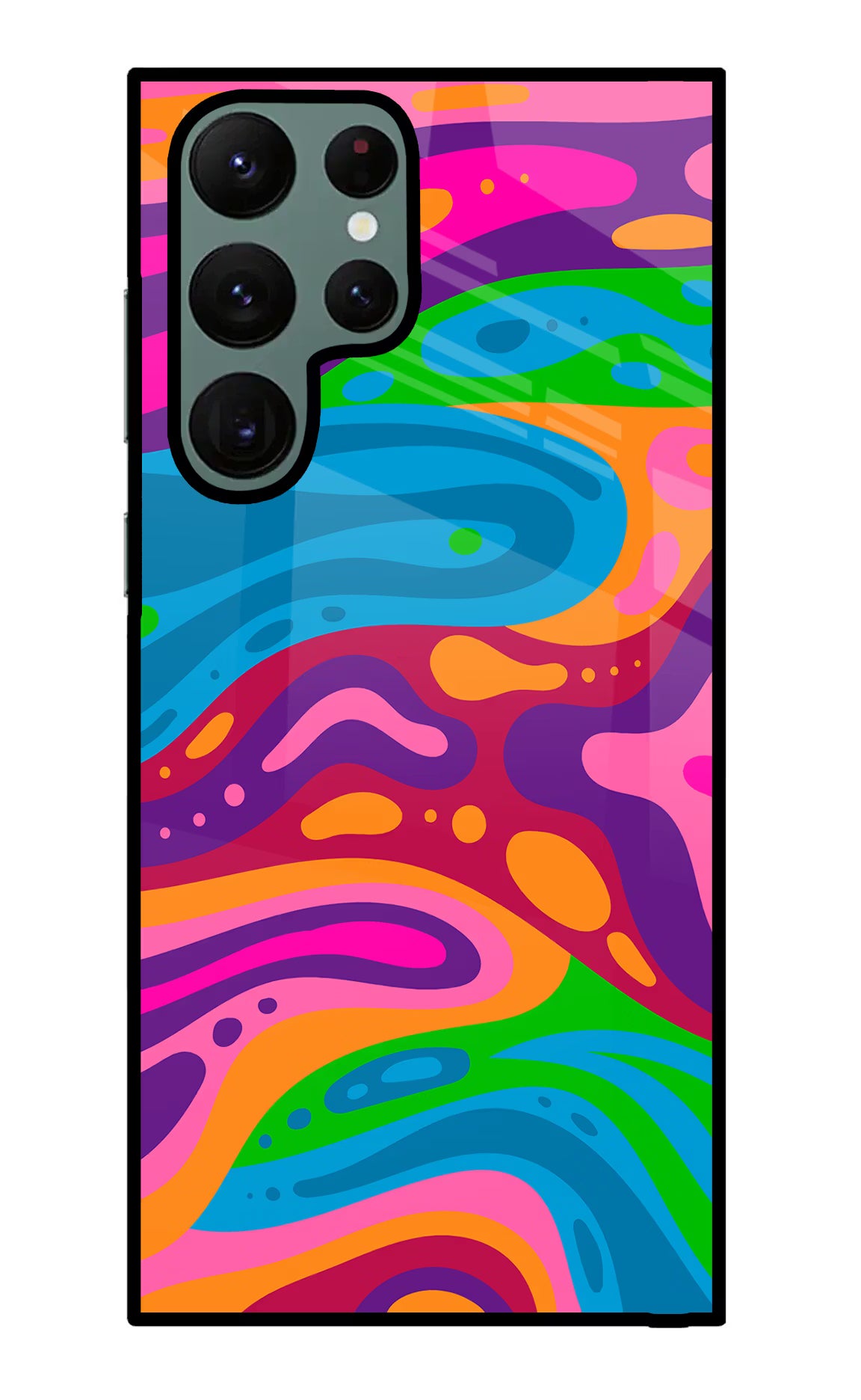 Trippy Pattern Samsung S22 Ultra Glass Case Back Cover by Casekaro