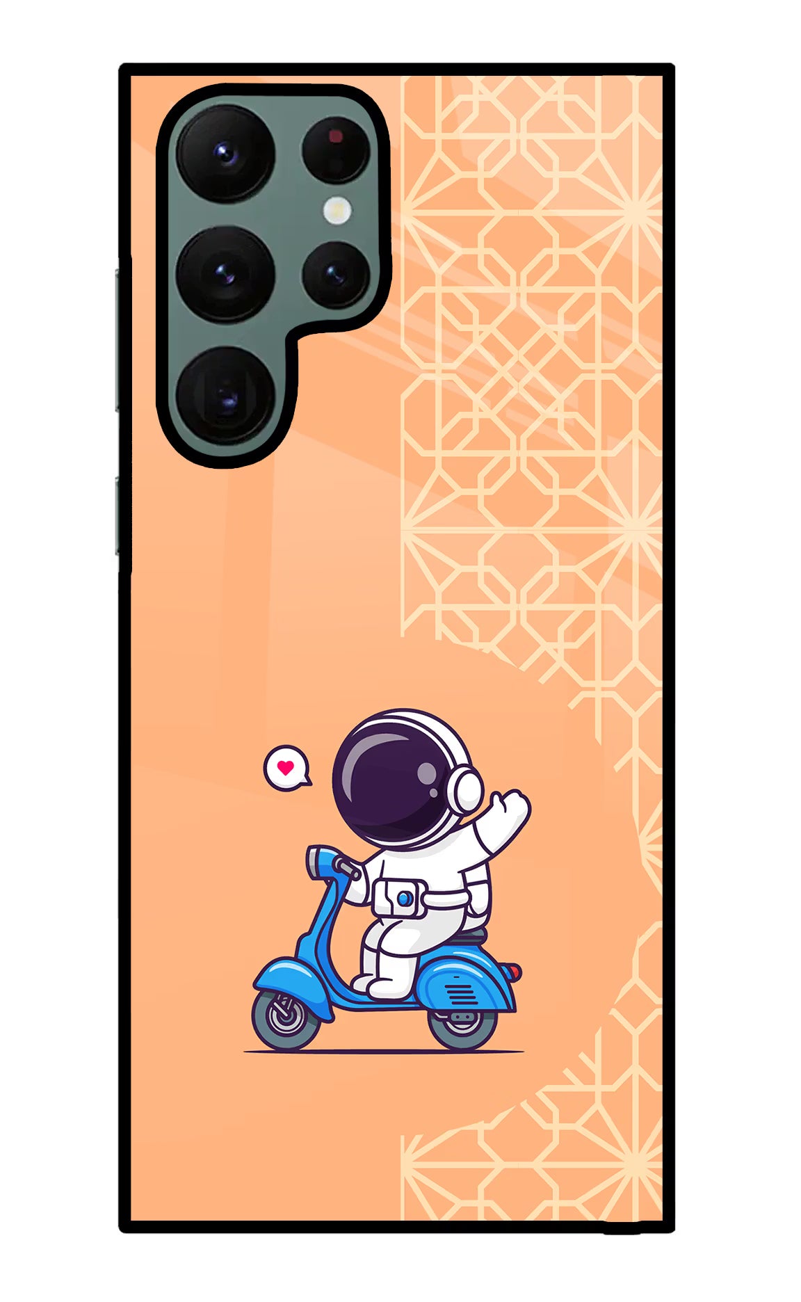 Cute Astronaut Riding Samsung S22 Ultra Glass Case Back Cover by Casekaro