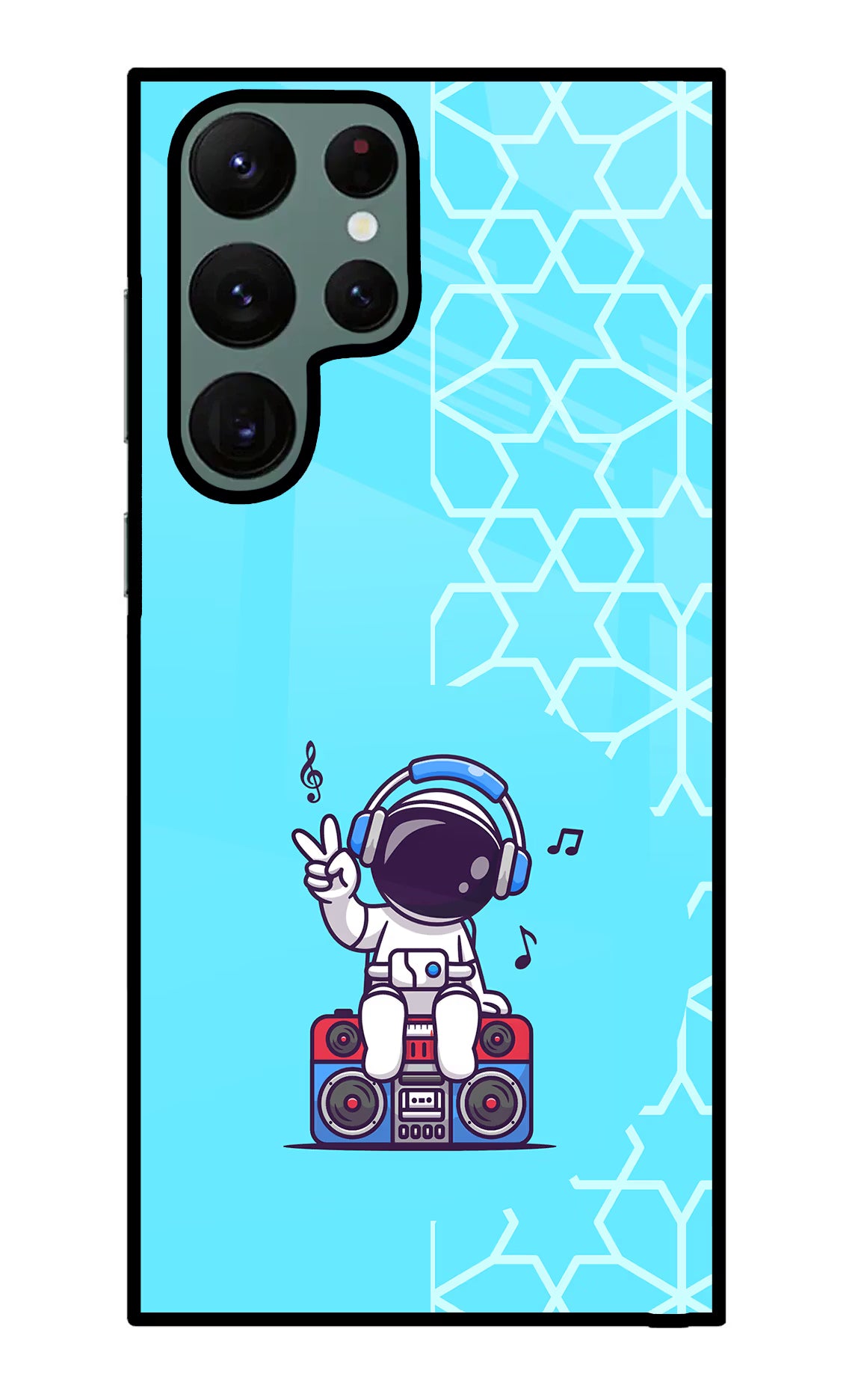 Cute Astronaut Chilling Samsung S22 Ultra Glass Case Back Cover by Casekaro