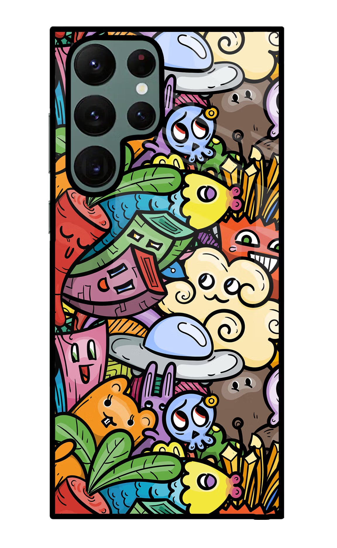 Veggie Doodle Samsung S22 Ultra Glass Case Back Cover by Casekaro