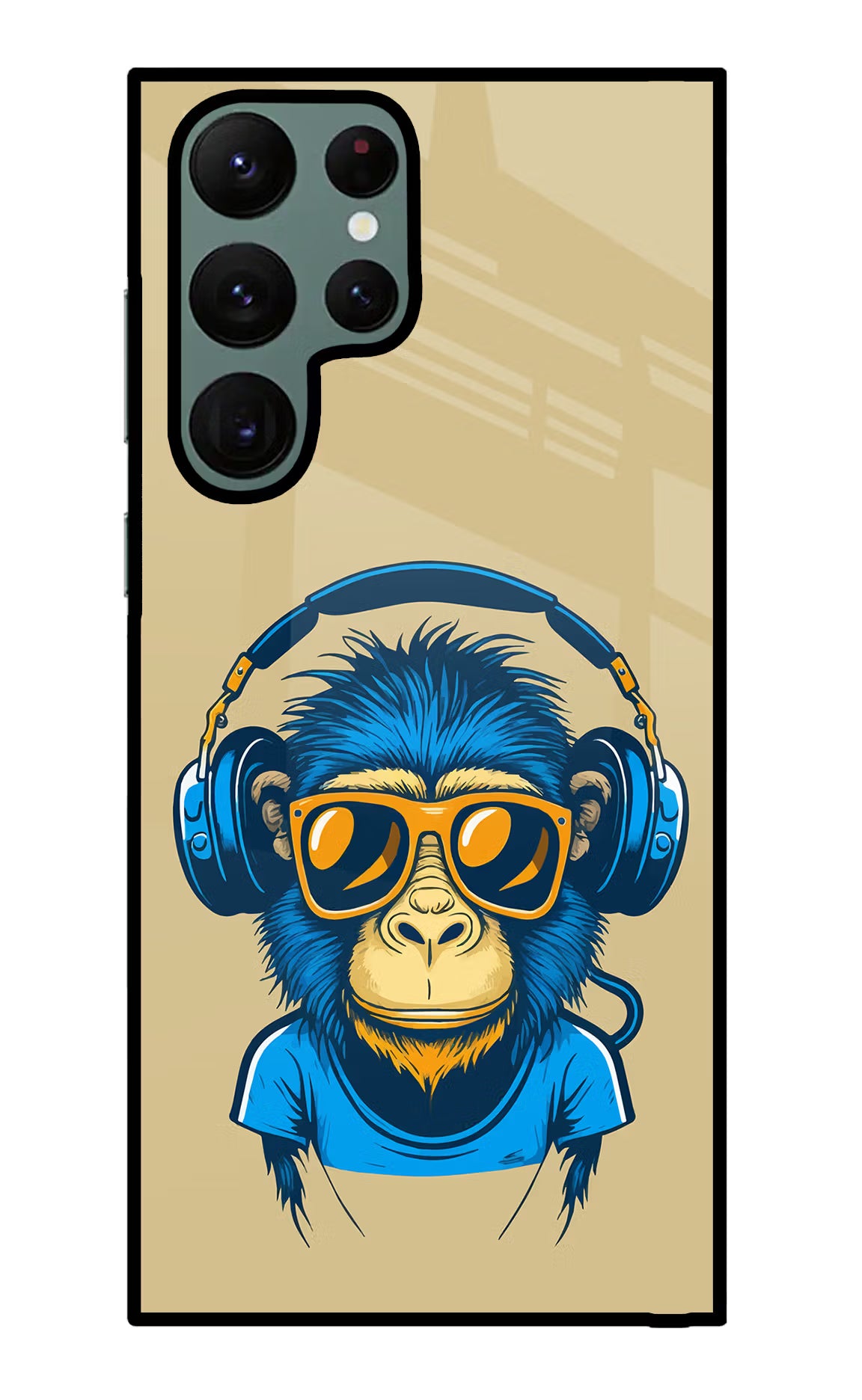 Monkey Headphone Samsung S22 Ultra Glass Case Back Cover by Casekaro
