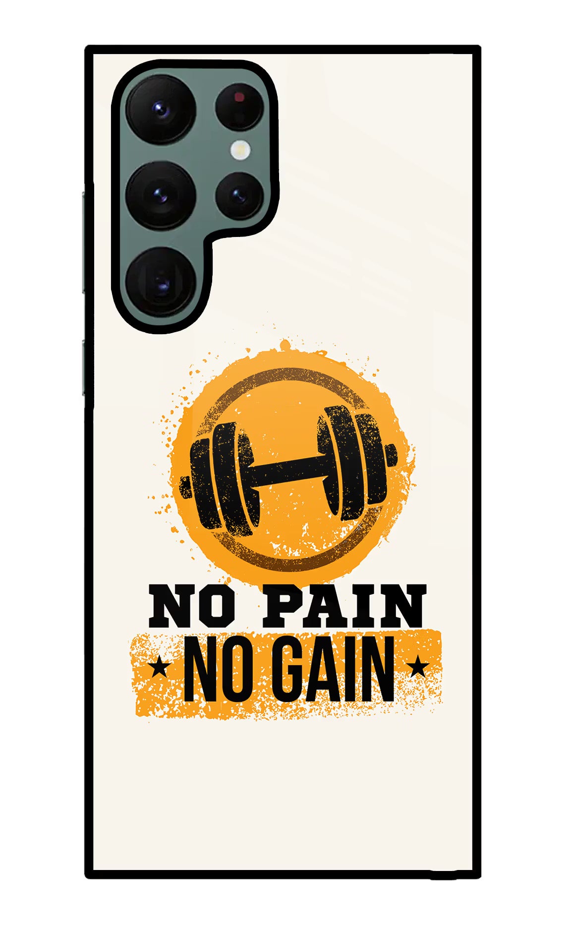 No Pain No Gain Samsung S22 Ultra Glass Case Back Cover by Casekaro