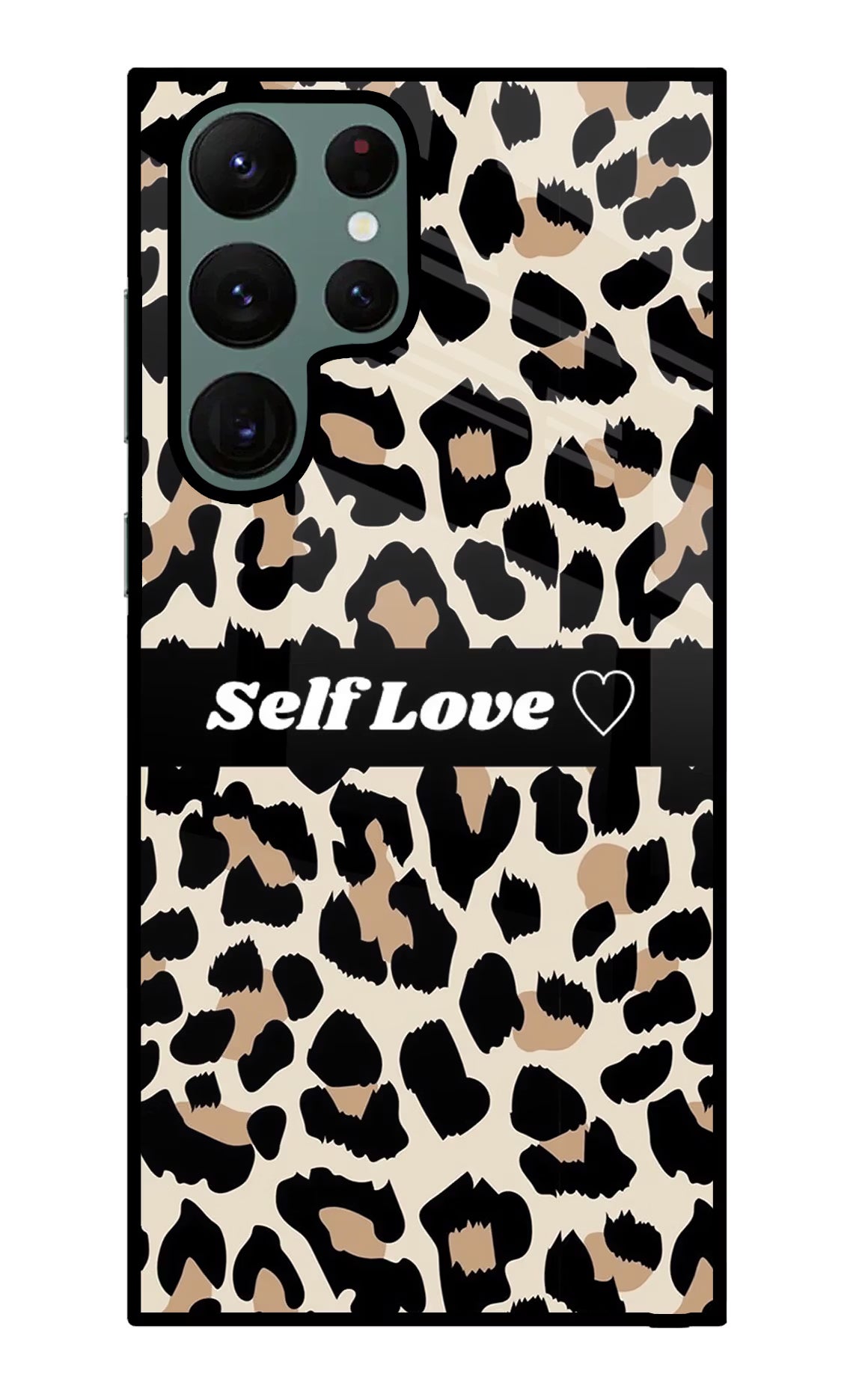 Leopard Print Self Love Samsung S22 Ultra Glass Case Back Cover by Casekaro