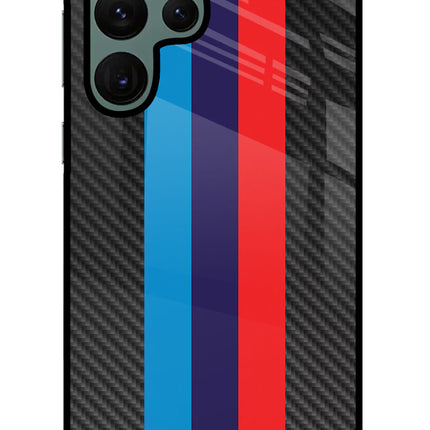 BMW Stripes Pattern Samsung S22 Ultra Glass Case Back Cover by Casekaro