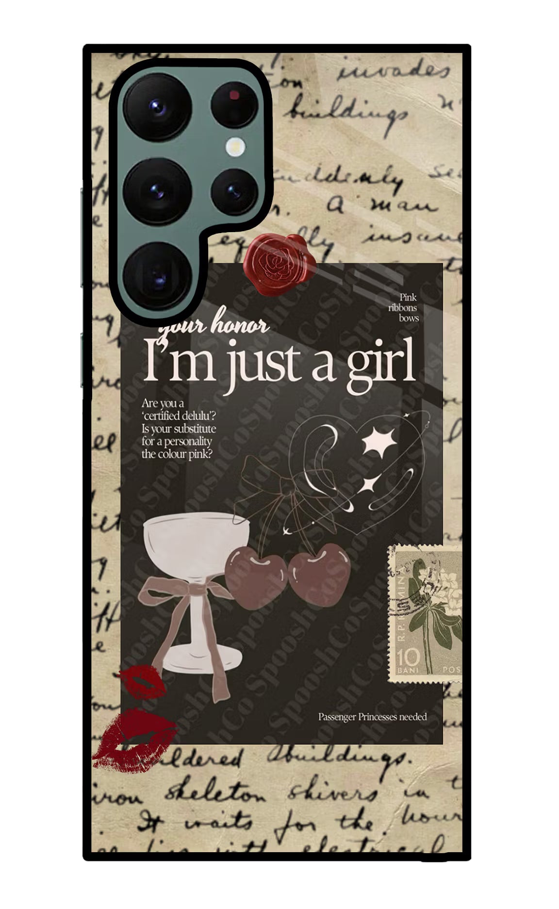 I am just a girl Samsung S22 Ultra Glass Case Back Cover by Casekaro