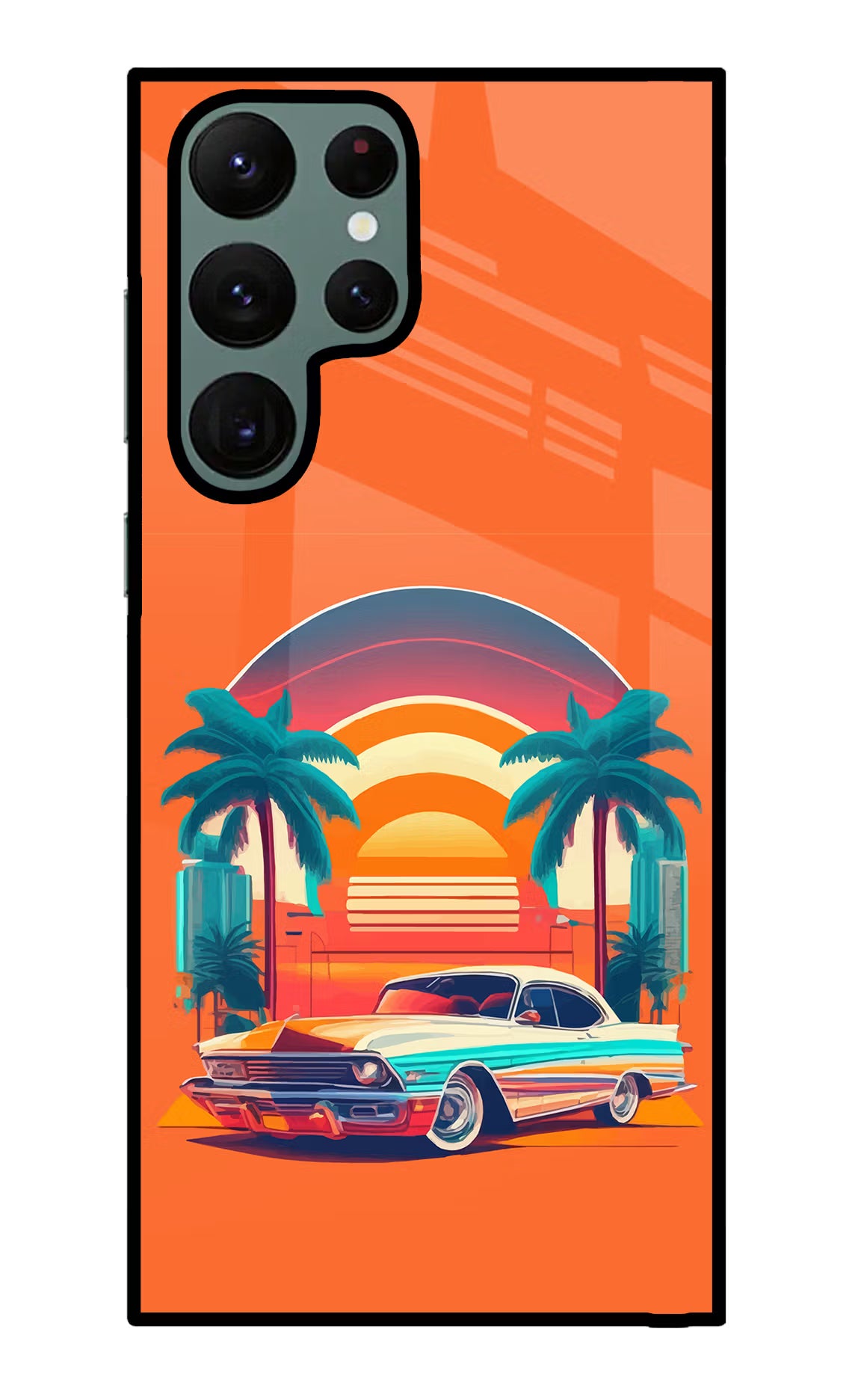 Palm Drive 80s Samsung S22 Ultra Glass Case Back Cover by Casekaro