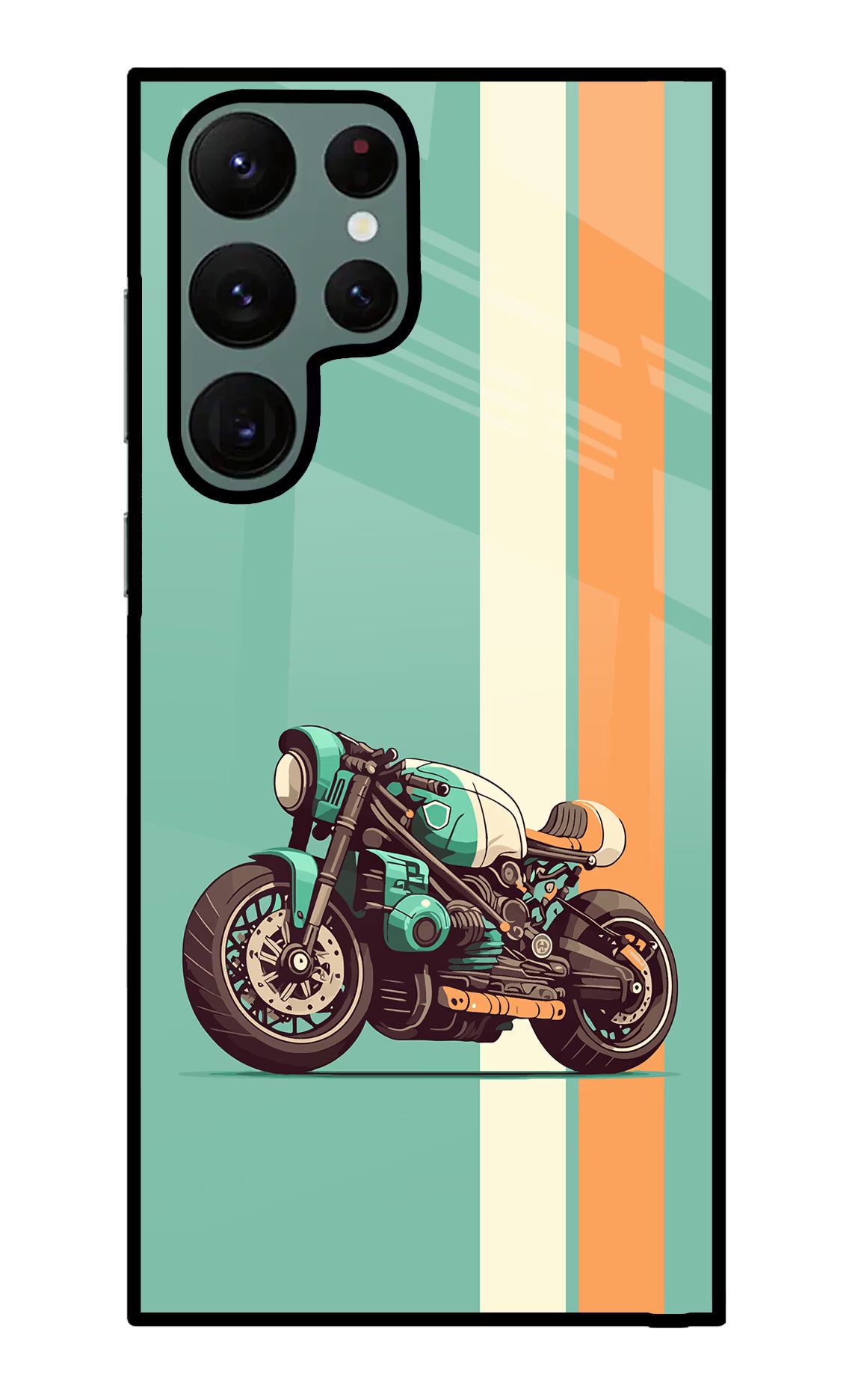 Striped Moto Drift Samsung S22 Ultra Glass Case Back Cover by Casekaro