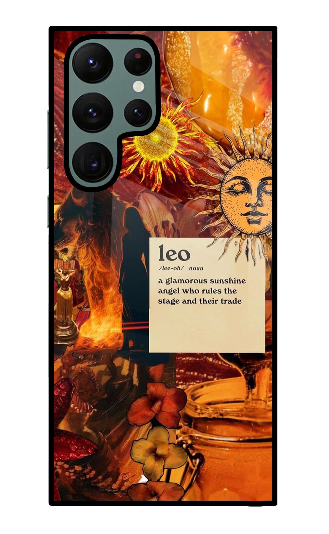 Leo Zodiac Samsung S22 Ultra Glass Case Back Cover by Casekaro