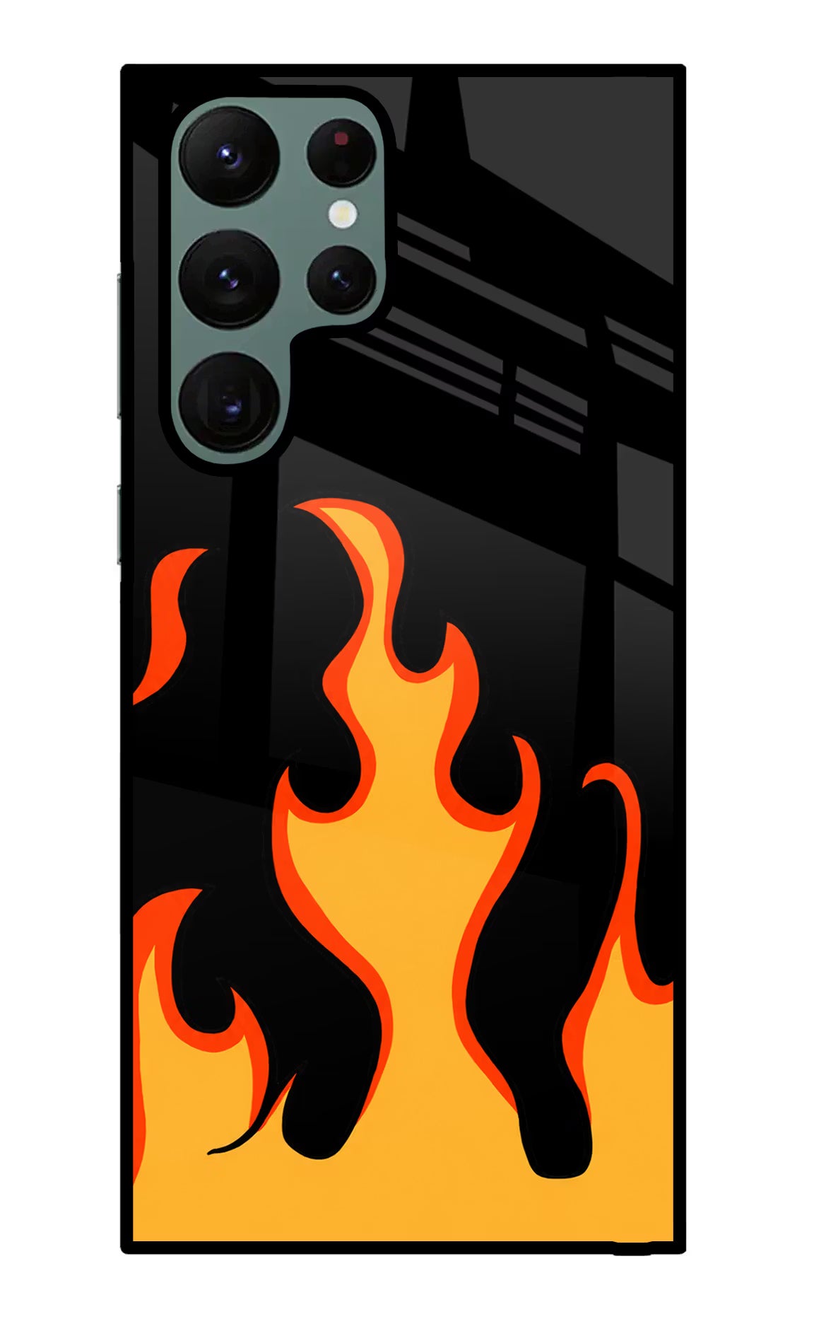 Fired Up – Black Samsung S22 Ultra Glass Case Back Cover by Casekaro