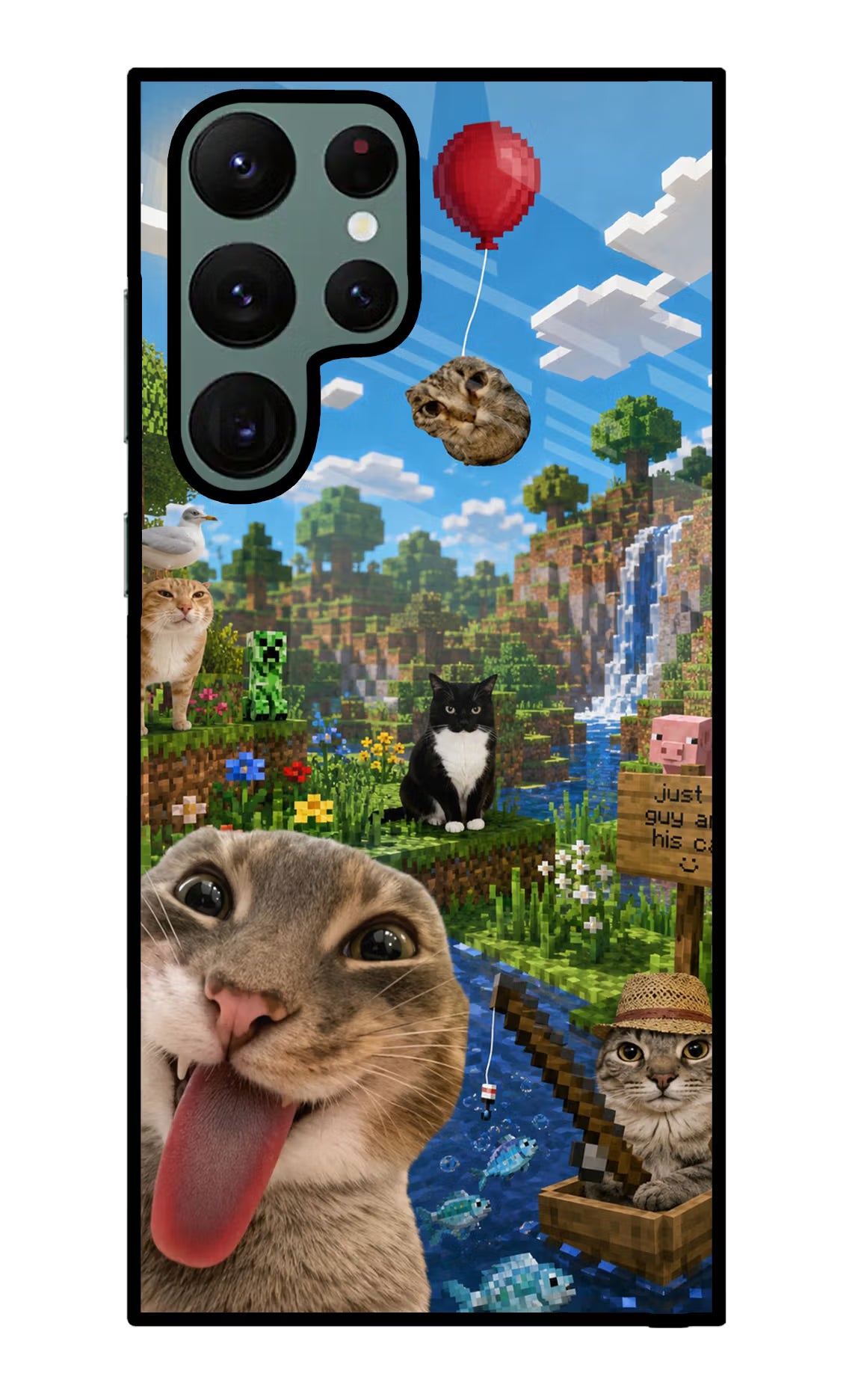 Minecraft Cat Chaos Samsung S22 Ultra Glass Case
