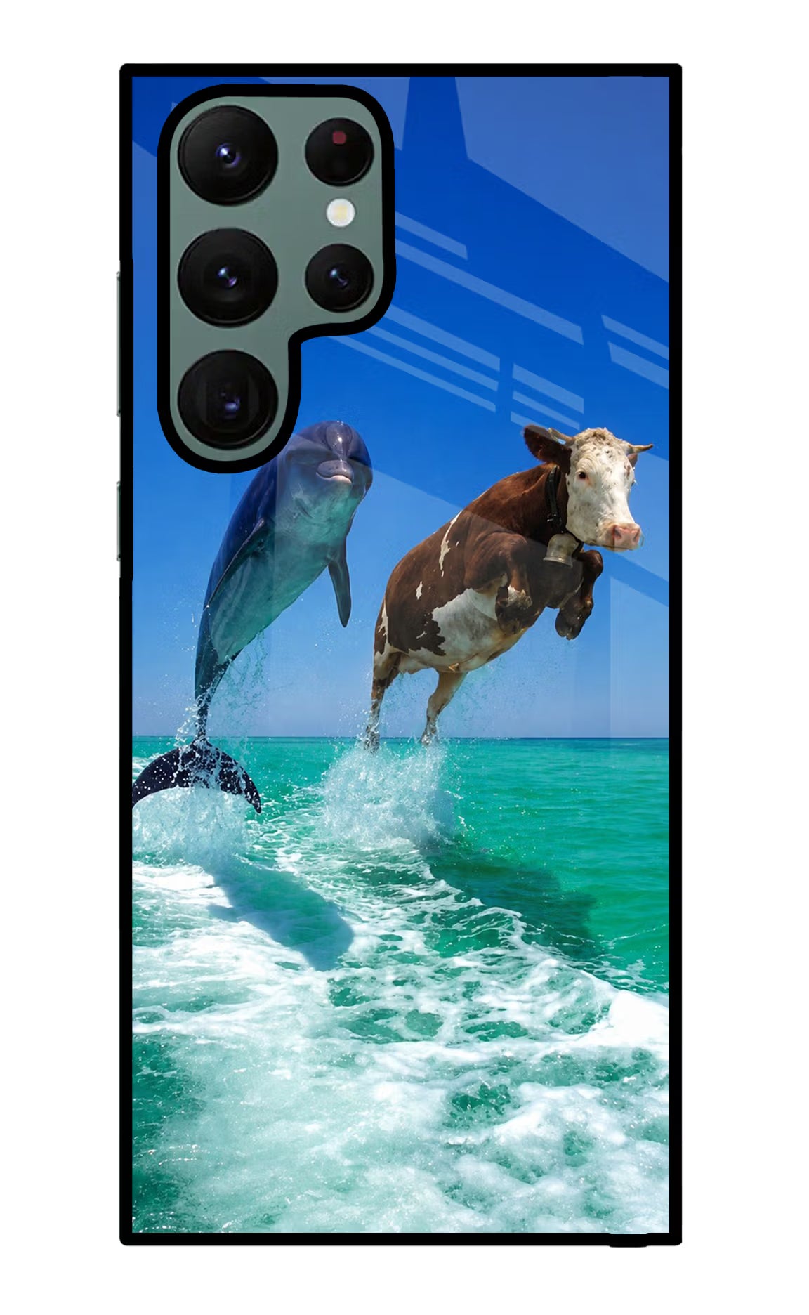Dolphin vs Cow Samsung S22 Ultra Glass Case