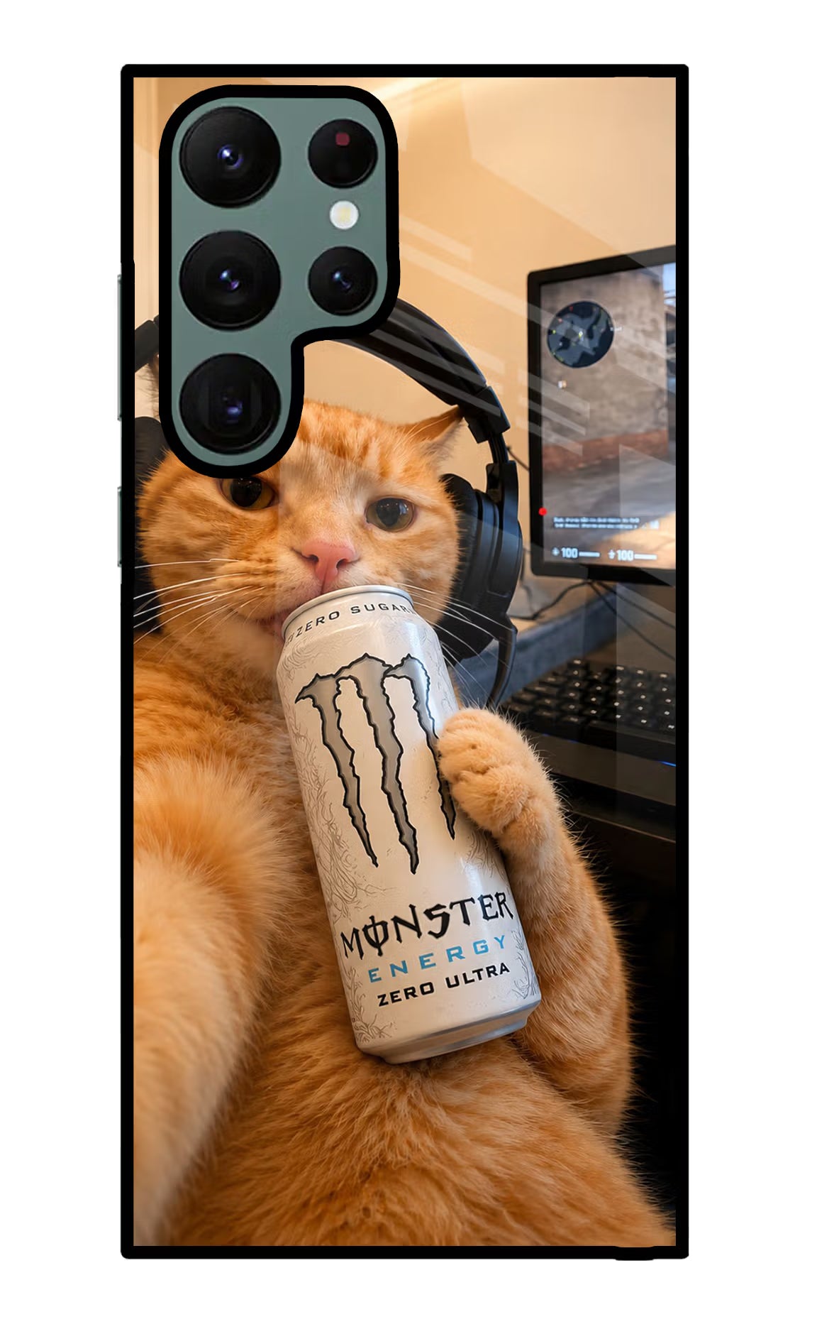 Gamer Cat Energy Samsung S22 Ultra Glass Case