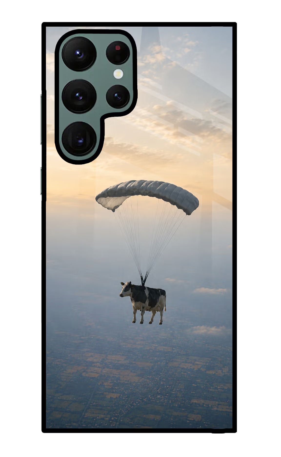 Skydiving Cow Samsung S22 Ultra Glass Case