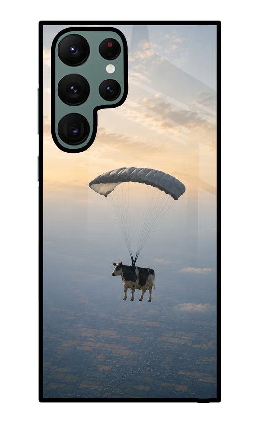 Skydiving Cow Samsung S22 Ultra Glass Case