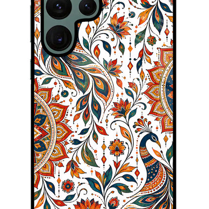 White Mayura Samsung S22 Ultra Glass Case