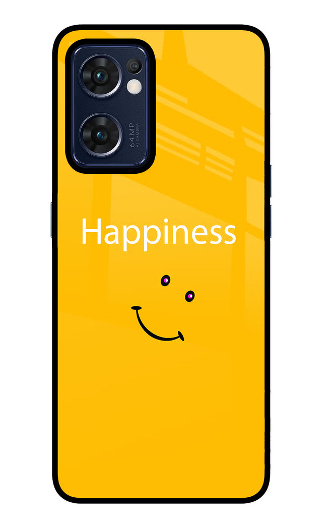 Happiness With Smiley Oppo Reno7 5G Glass Case Back Cover by Casekaro
