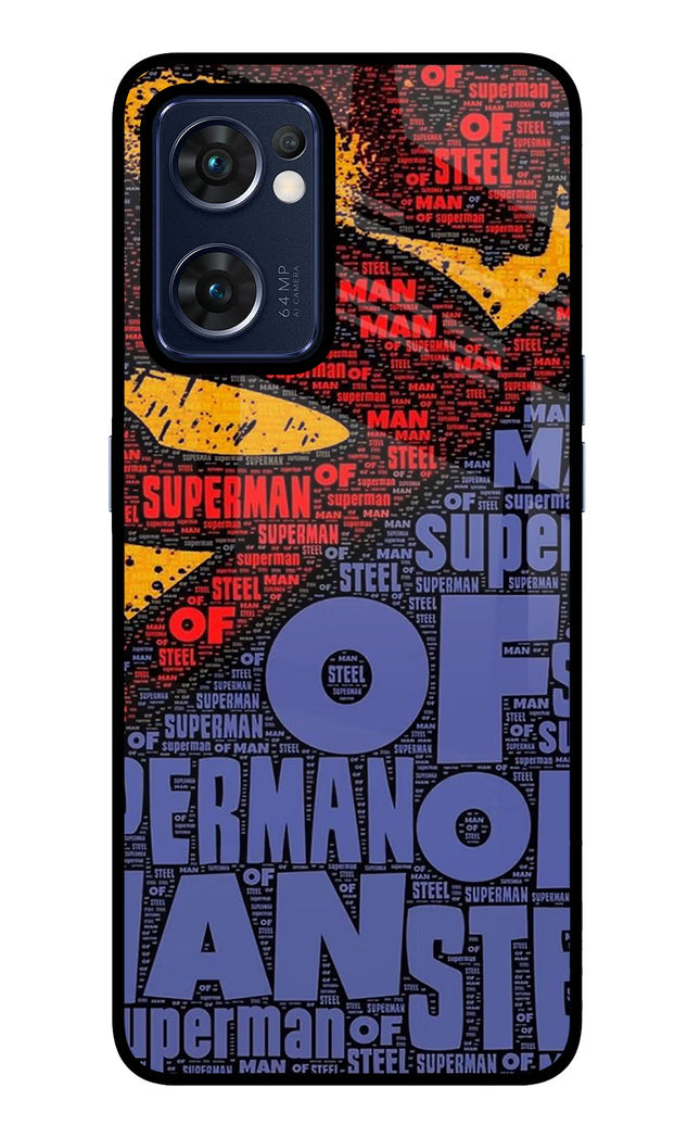Superman Oppo Reno7 5G Glass Case Back Cover by Casekaro