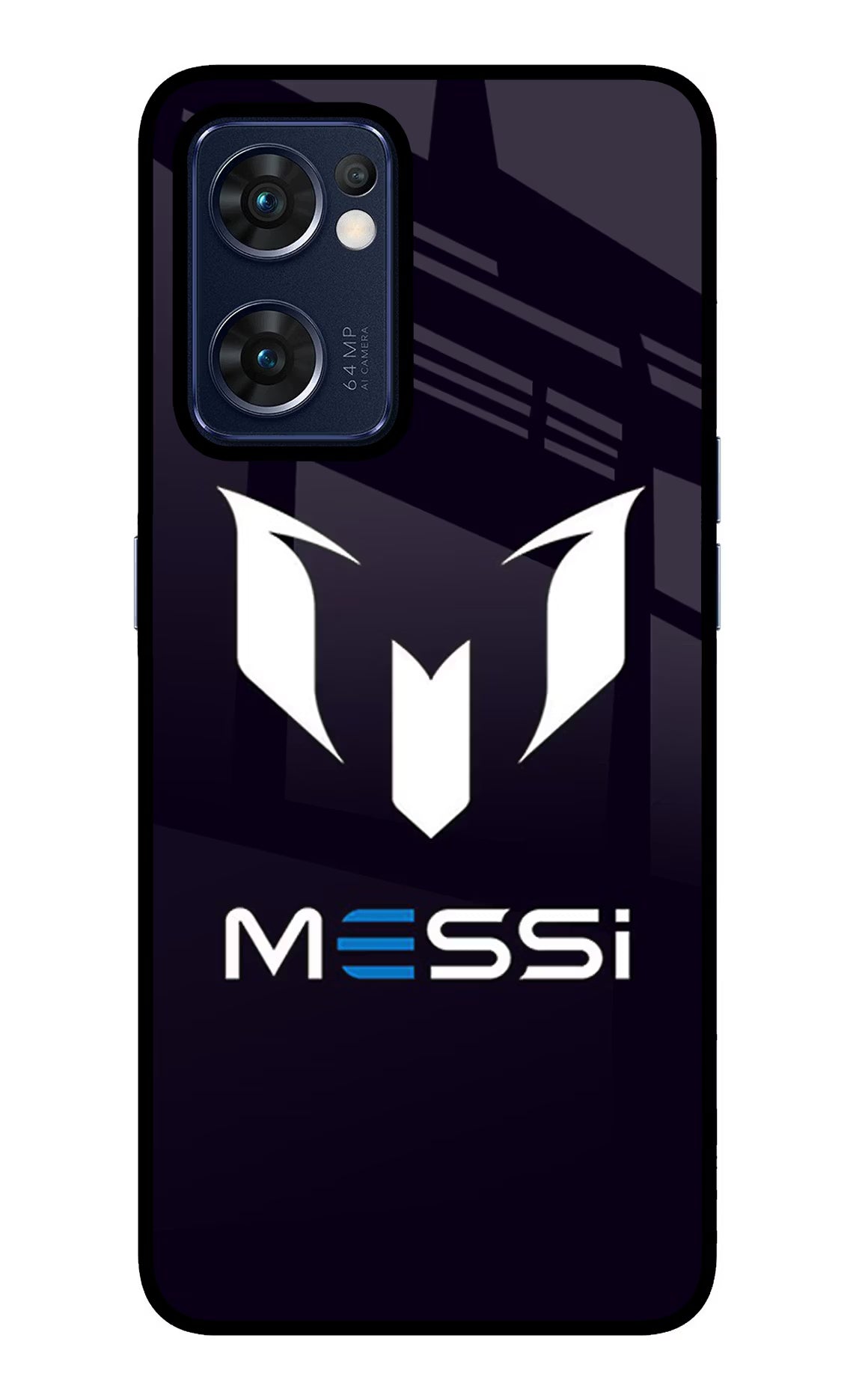 Messi Logo Oppo Reno7 5G Glass Case Back Cover by Casekaro