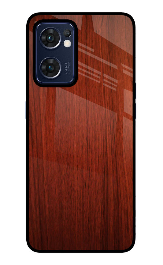 Wooden Plain Pattern Oppo Reno7 5G Glass Case