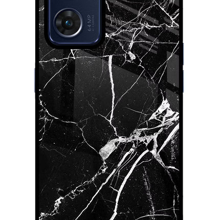 Black Marble Pattern Oppo Reno7 5G Glass Case Back Cover by Casekaro