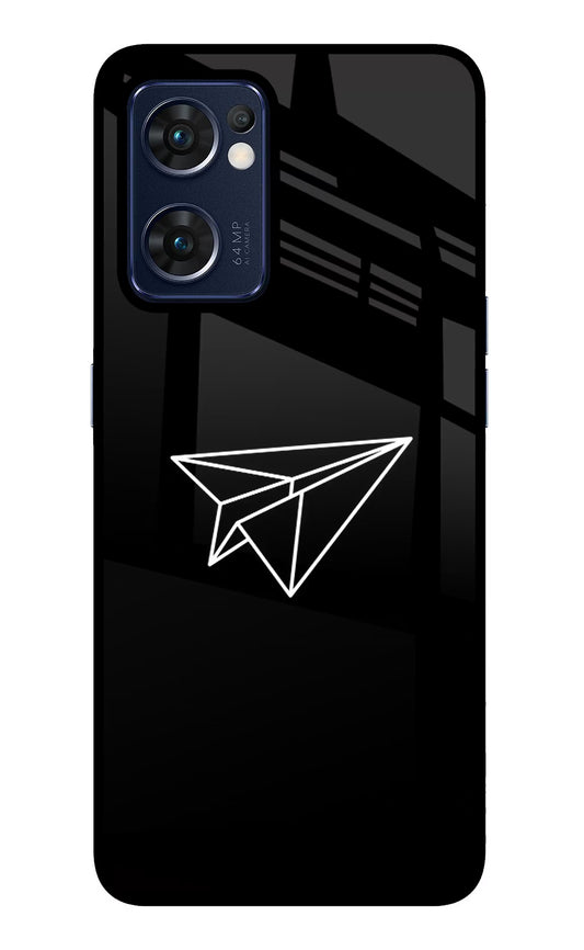 Paper Plane White Oppo Reno7 5G Glass Case
