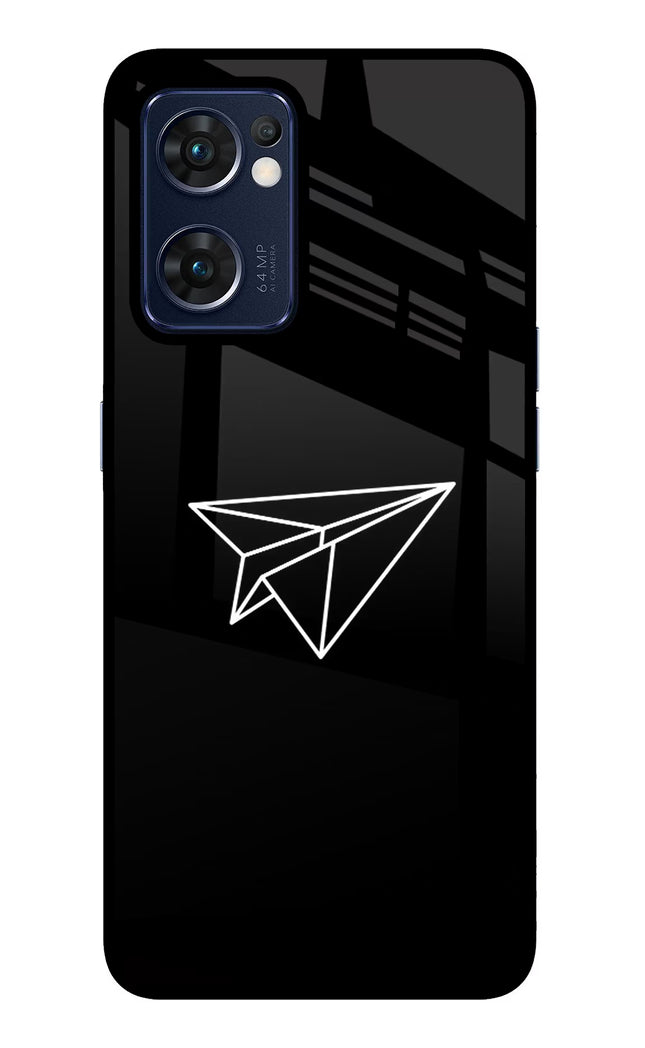 Paper Plane White Oppo Reno7 5G Glass Case Back Cover by Casekaro