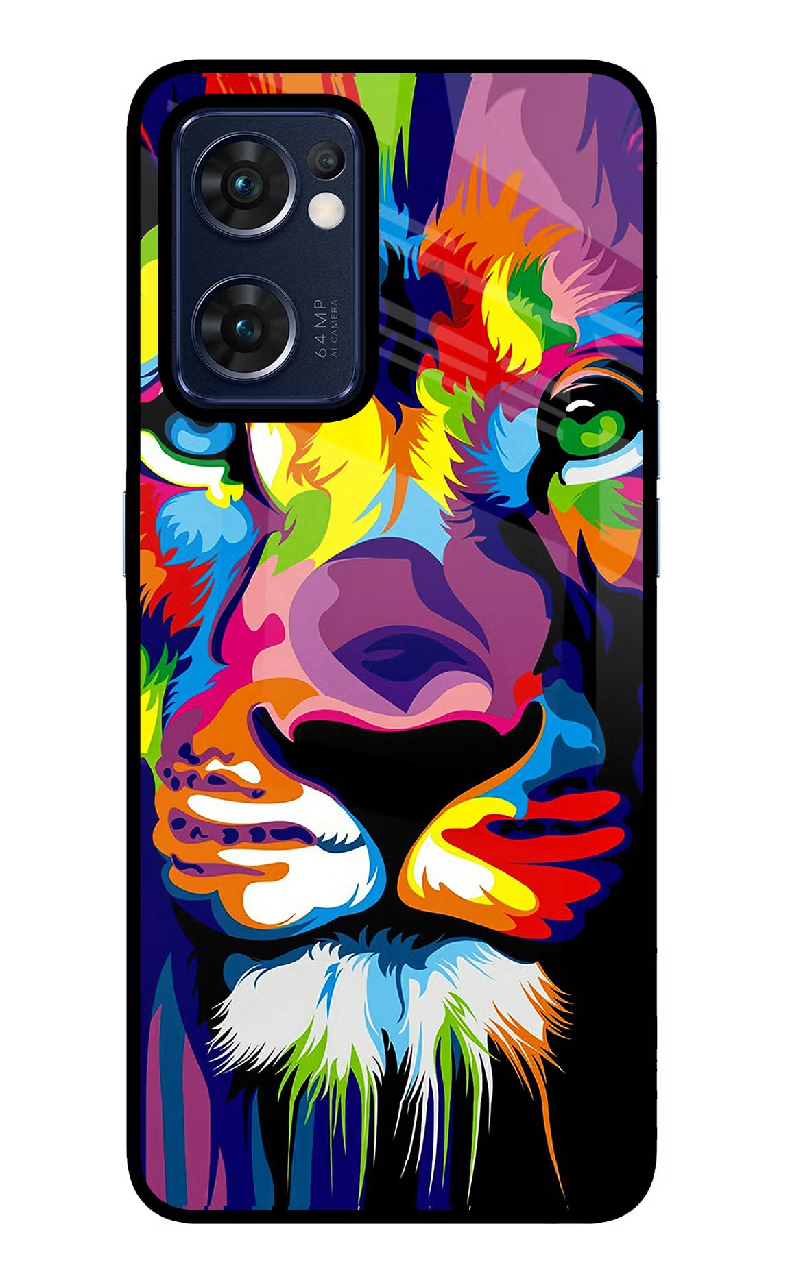 Lion Oppo Reno7 5G Glass Case Back Cover by Casekaro