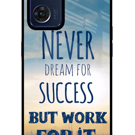 Never Dream For Success But Work For It Oppo Reno7 5G Glass Case Back Cover by Casekaro