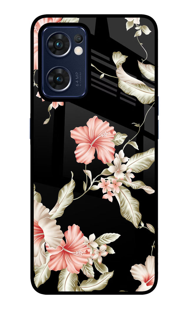 Flowers Oppo Reno7 5G Glass Case Back Cover by Casekaro