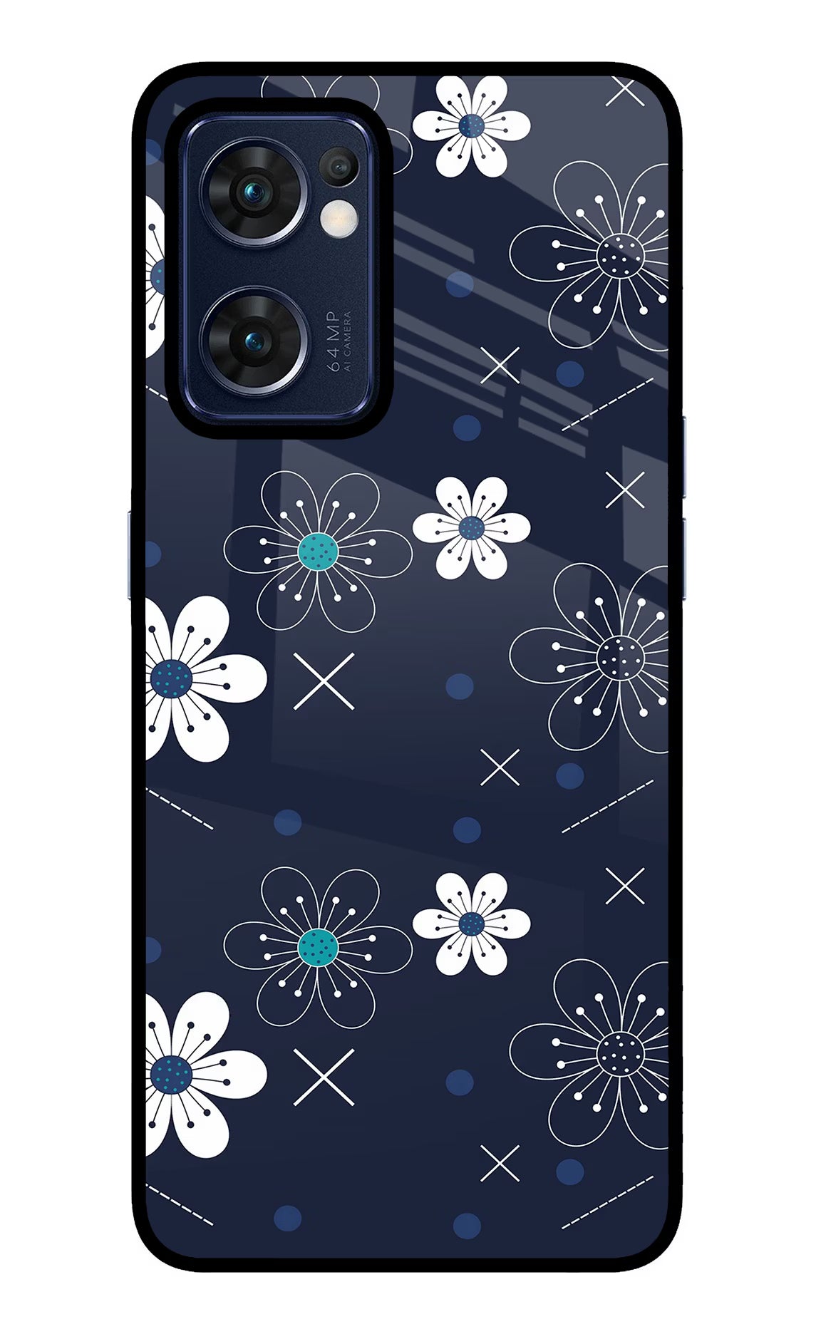 Flowers Oppo Reno7 5G Glass Case Back Cover by Casekaro