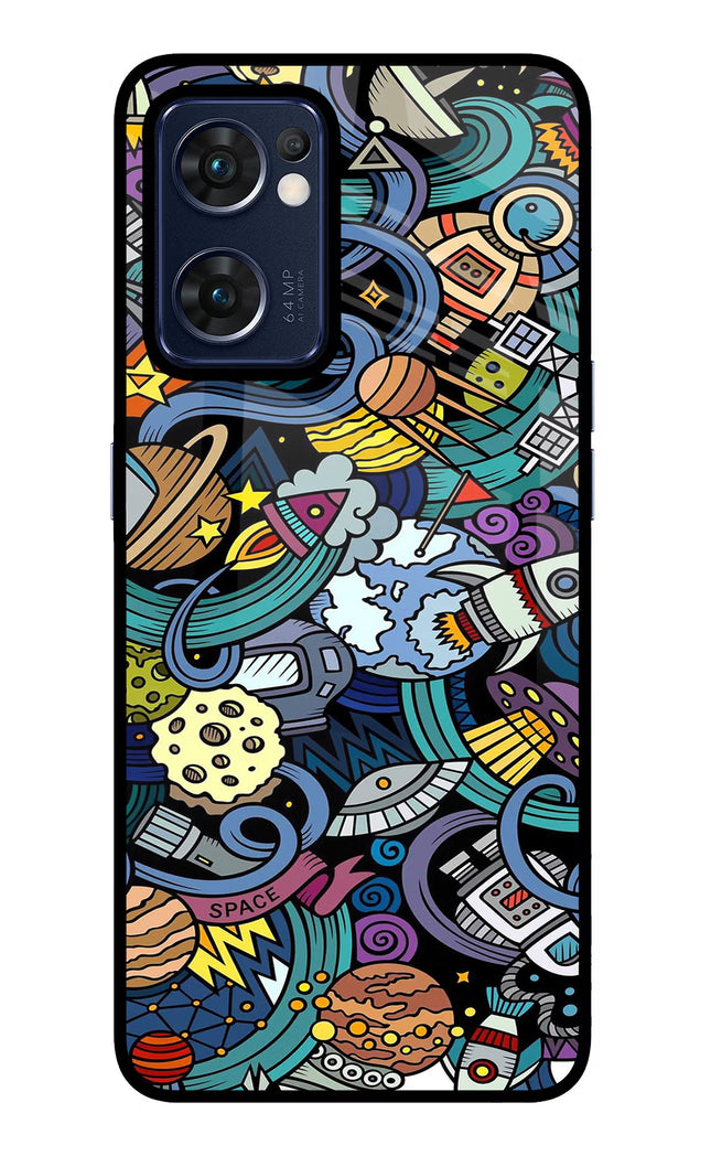 Space Abstract Oppo Reno7 5G Glass Case Back Cover by Casekaro