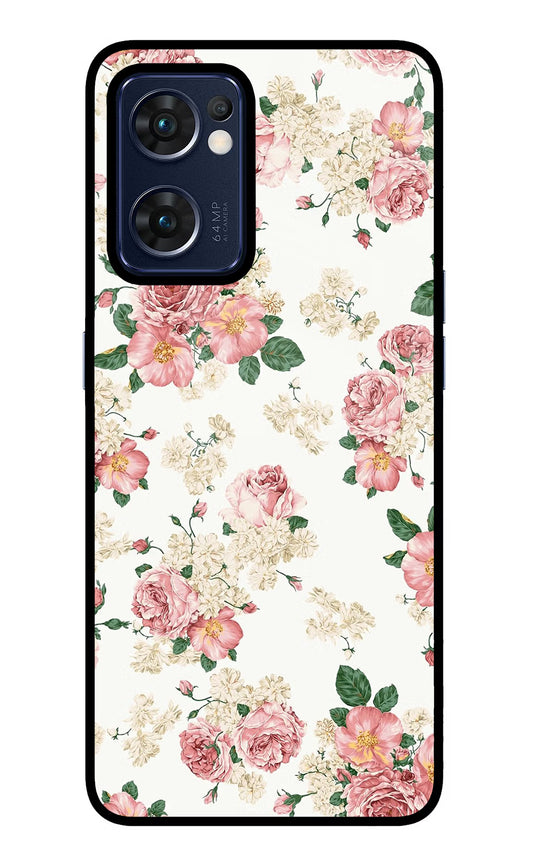 Flowers Oppo Reno7 5G Glass Case
