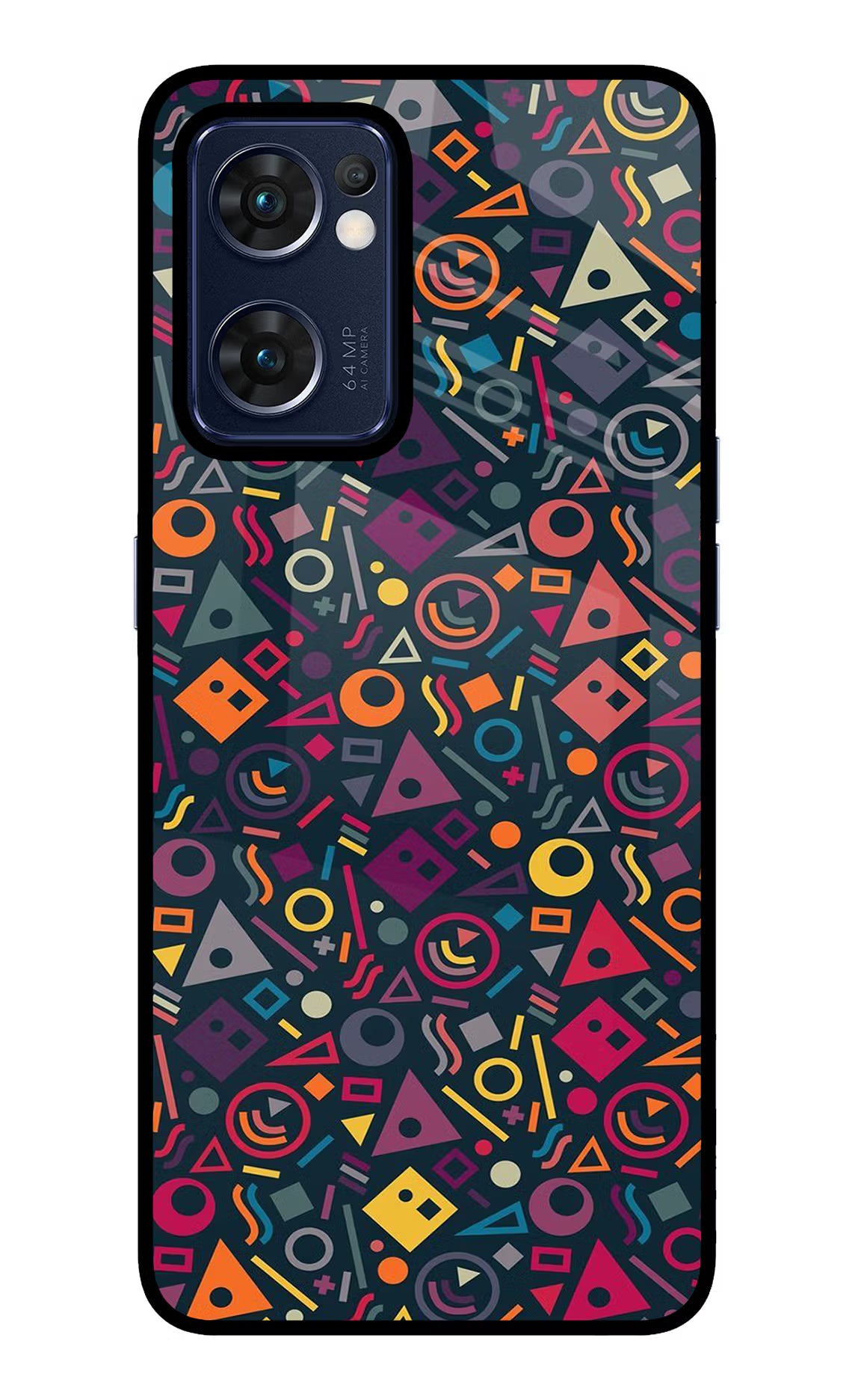 Geometric Abstract Oppo Reno7 5G Glass Case Back Cover by Casekaro