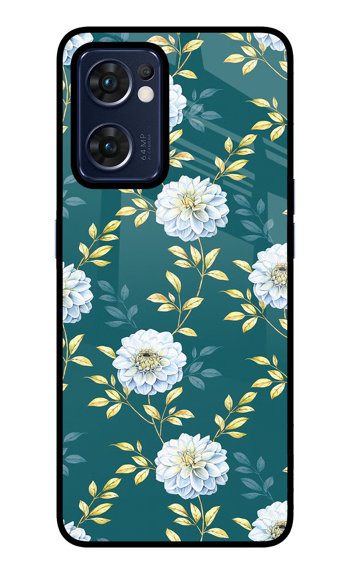 Flowers Oppo Reno7 5G Glass Case Back Cover by Casekaro
