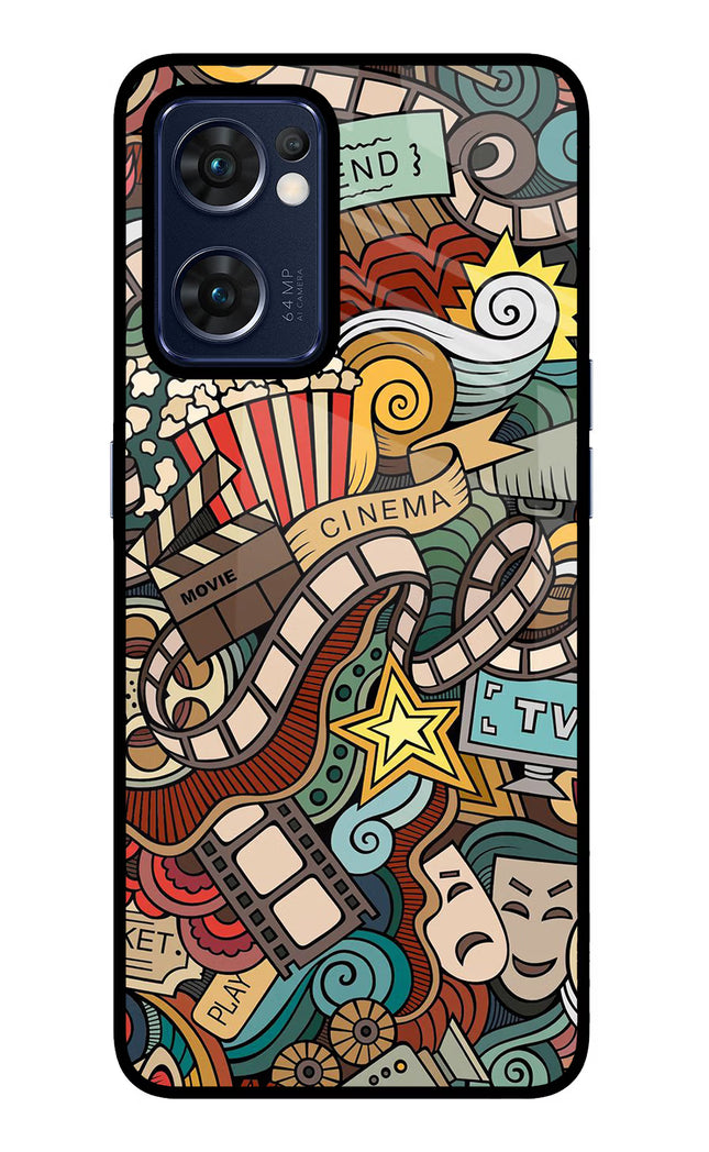 Cinema Abstract Oppo Reno7 5G Glass Case Back Cover by Casekaro