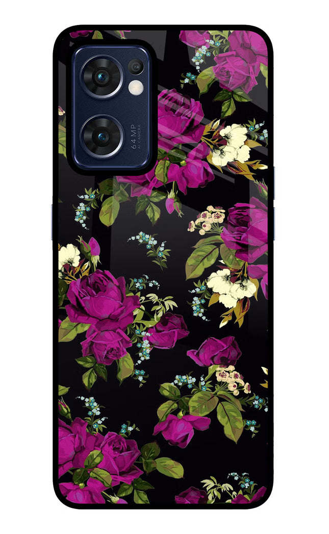 Flowers Oppo Reno7 5G Glass Case Back Cover by Casekaro