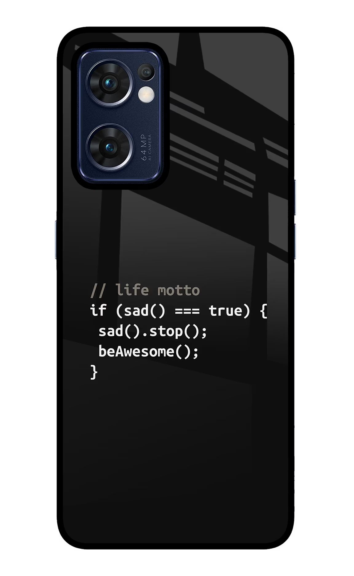 Life Motto Code Oppo Reno7 5G Glass Case Back Cover by Casekaro