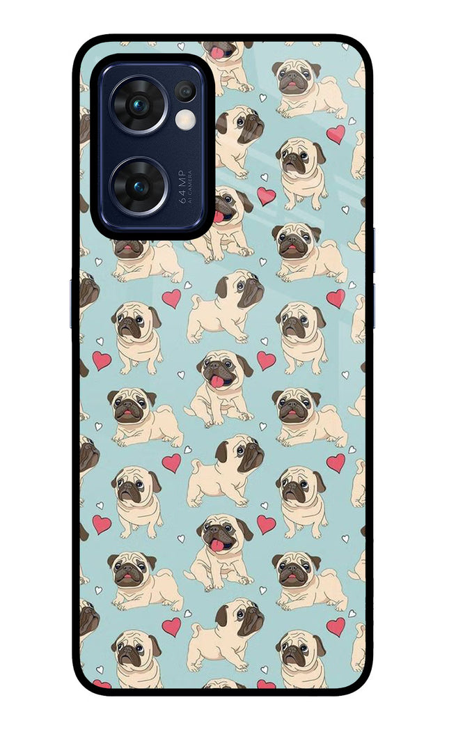 Pug Dog Oppo Reno7 5G Glass Case Back Cover by Casekaro