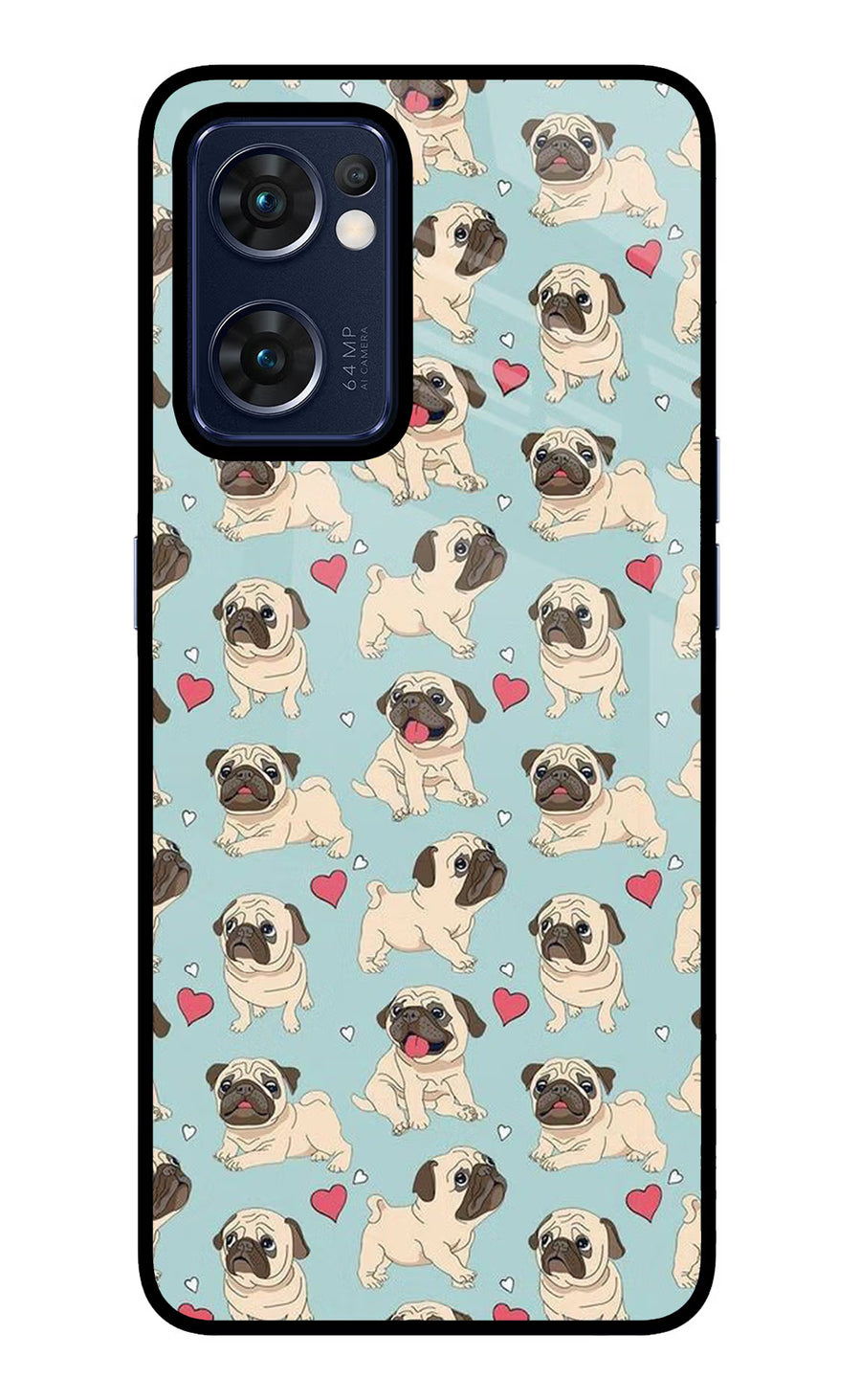 Pug Dog Oppo Reno7 5G Back Cover, Glass case