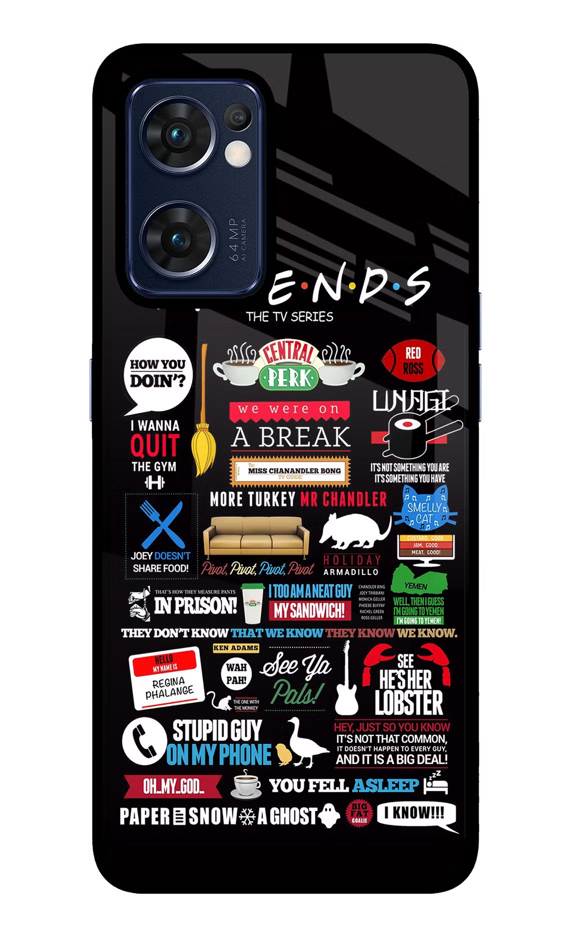 FRIENDS Oppo Reno7 5G Glass Case Back Cover by Casekaro