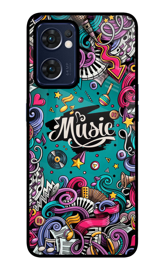 Music Graffiti Oppo Reno7 5G Glass Case Back Cover by Casekaro