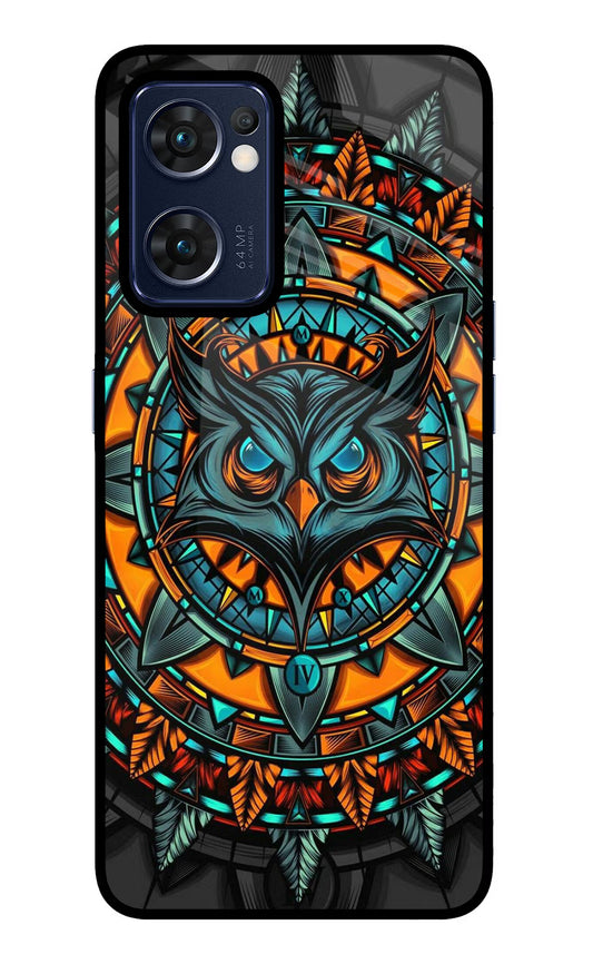 Angry Owl Art Oppo Reno7 5G Glass Case