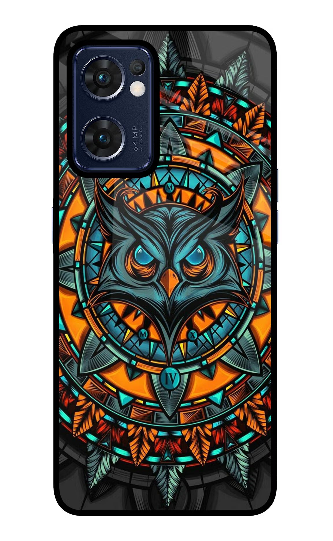 Angry Owl Art Oppo Reno7 5G Glass Case Back Cover by Casekaro