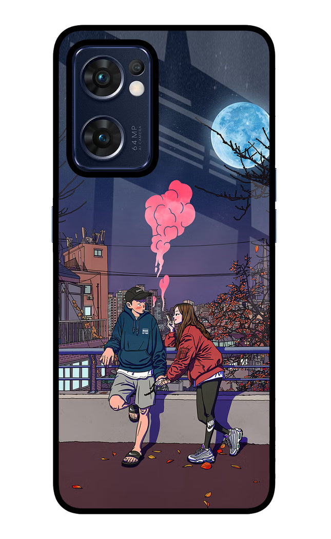 Chilling Couple Oppo Reno7 5G Glass Case
