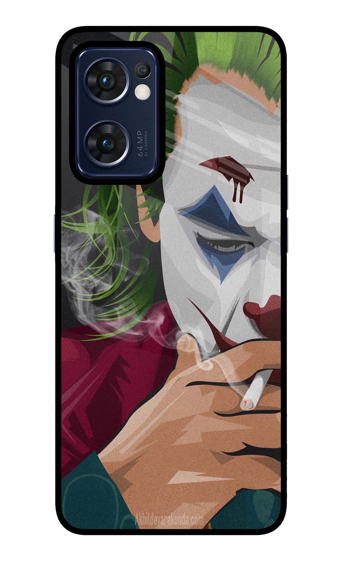 Joker Smoking Oppo Reno7 5G Glass Case Back Cover by Casekaro