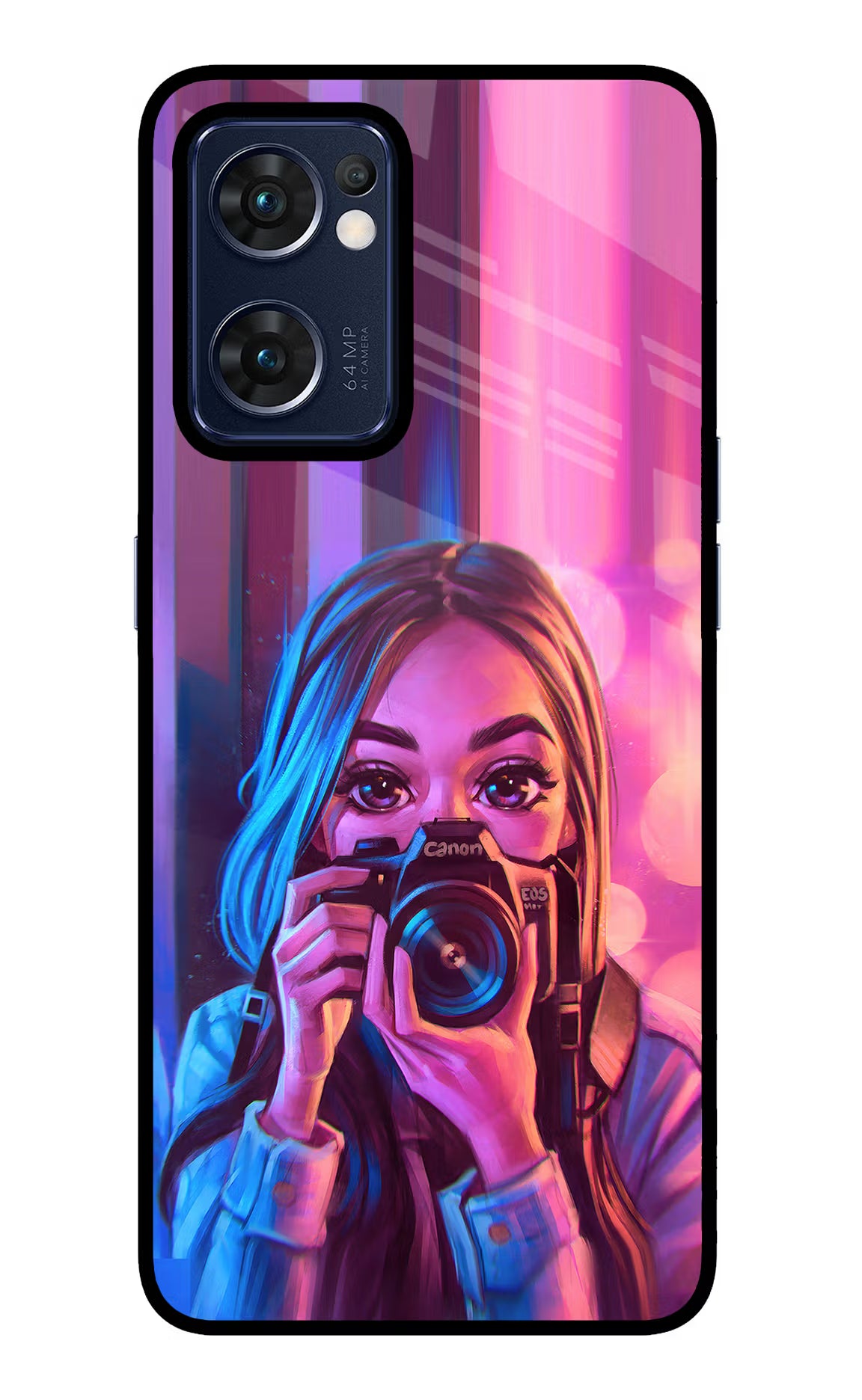 Girl Photographer Oppo Reno7 5G Glass Case