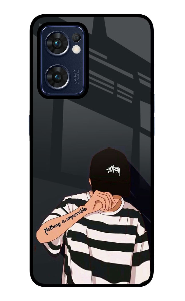 Aesthetic Boy Oppo Reno7 5G Glass Case Back Cover by Casekaro