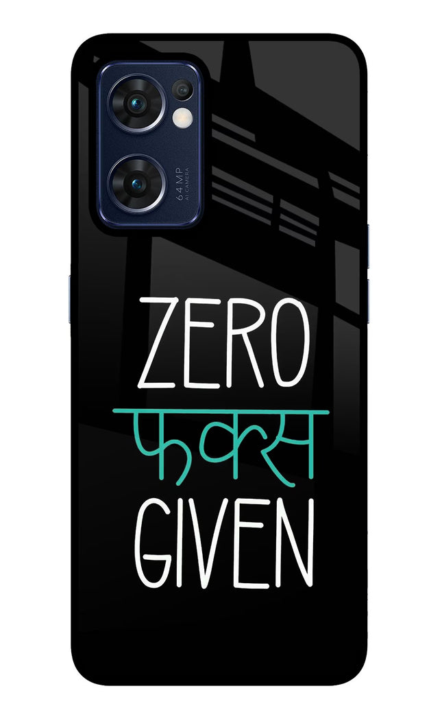 Zero Fucks Given Oppo Reno7 5G Glass Case Back Cover by Casekaro